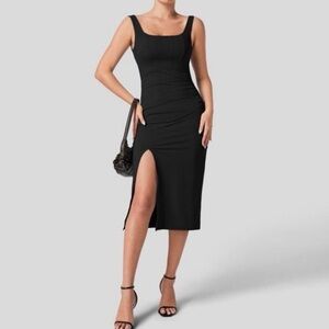 New Halara Softlyzero Airy Square Neck Corset Ruched Midi Dress Medium